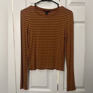 Brown and white striped long tee shirt